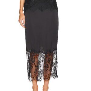 All Saints Black Satin Flora Skirt (10)